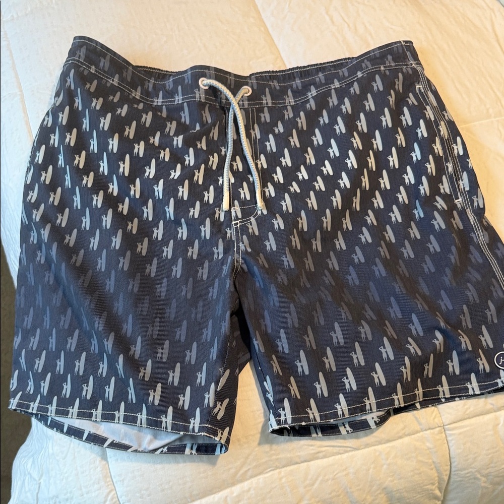 Navy Blue Patterned Men's Swim Shorts